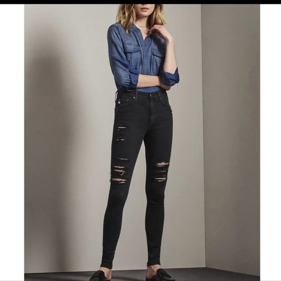 AG Adriano Goldschmied Farrah Skinny Ankle High Rise Distressed Raw Jeans sz.27R - Picture 1 of 8